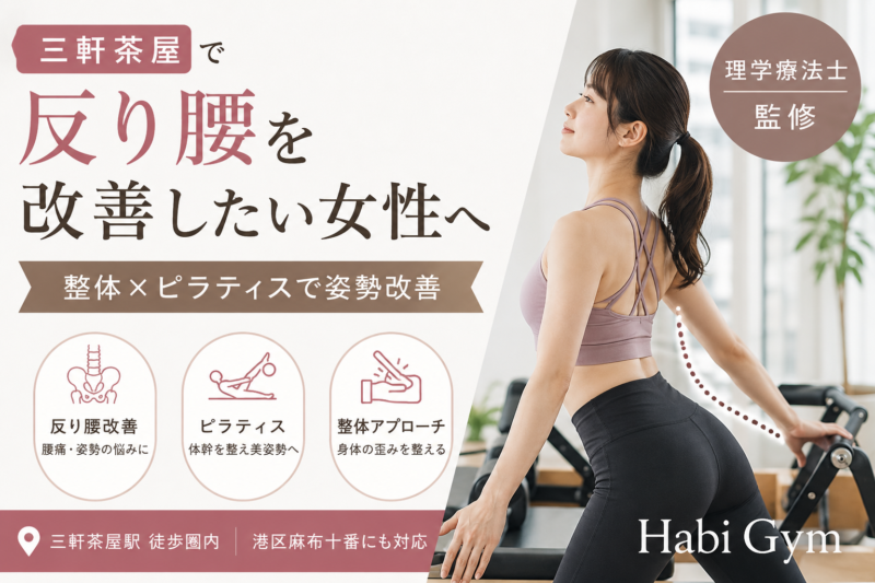 理学療法士監修｜三軒茶屋で反り腰を改善したい女性へ｜整体×ピラティスで姿勢改善｜Habi Gym