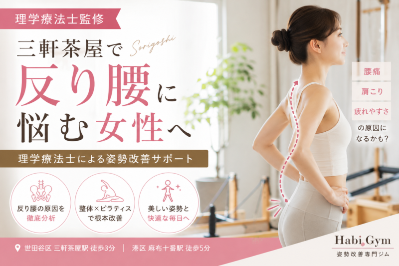 理学療法士監修｜三軒茶屋で反り腰に悩む女性へ｜理学療法士による姿勢改善サポート｜Habi Gym
