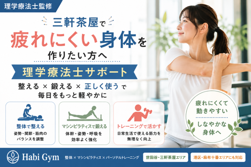 三軒茶屋で疲れにくい身体を作りたい方へ｜理学療法士サポート｜監修｜Habi Gym