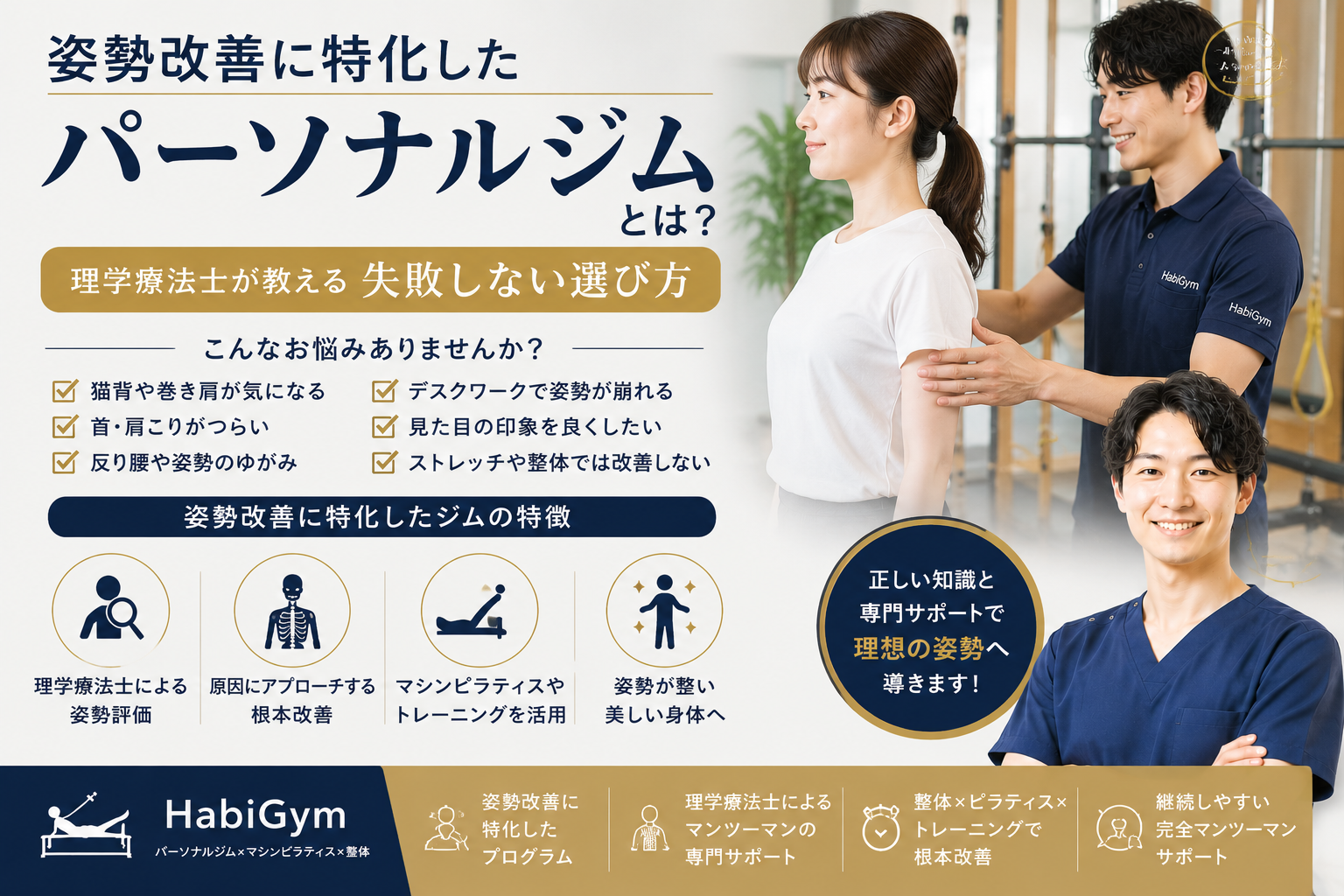 姿勢改善に特化したパーソナルジムとは?|理学療法士が教える失敗しない選び方