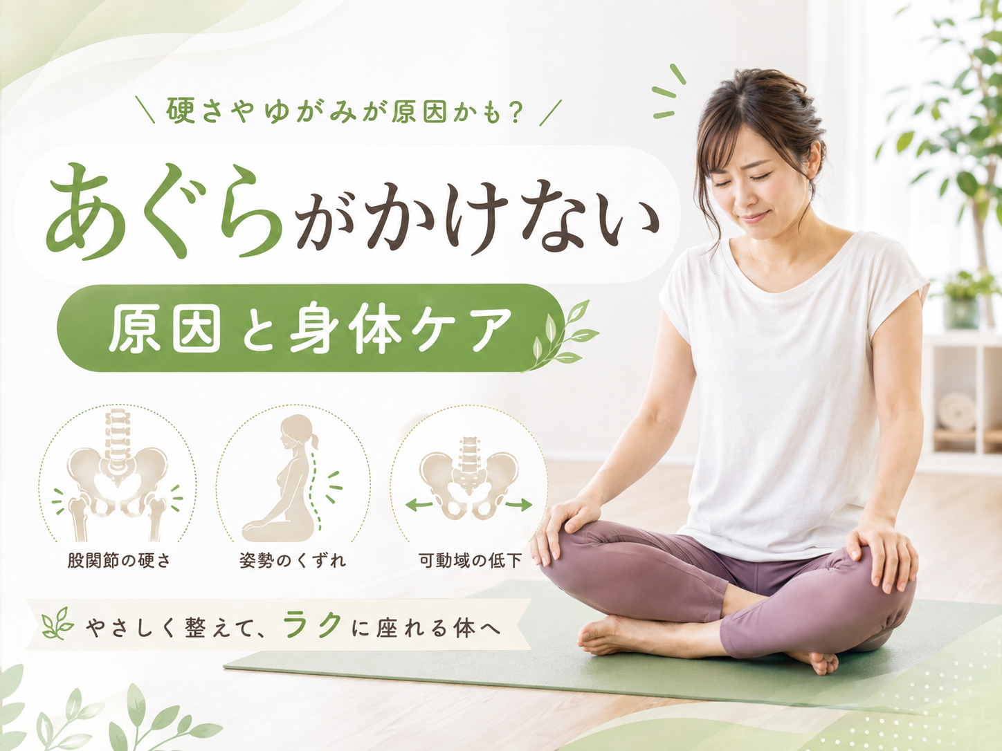 あぐらがかけない原因とは|股関節と骨盤の動きから解説|Habi Gym