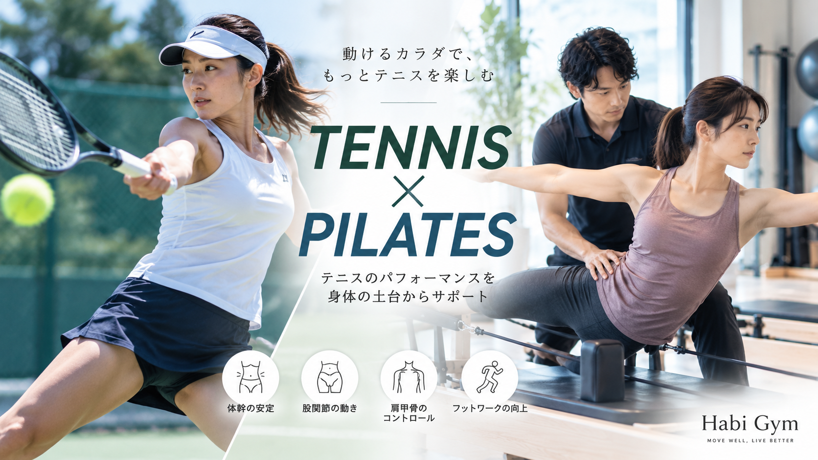 テニスとマシンピラティス|理学療法士による体幹・股関節・肩甲骨トレーニング