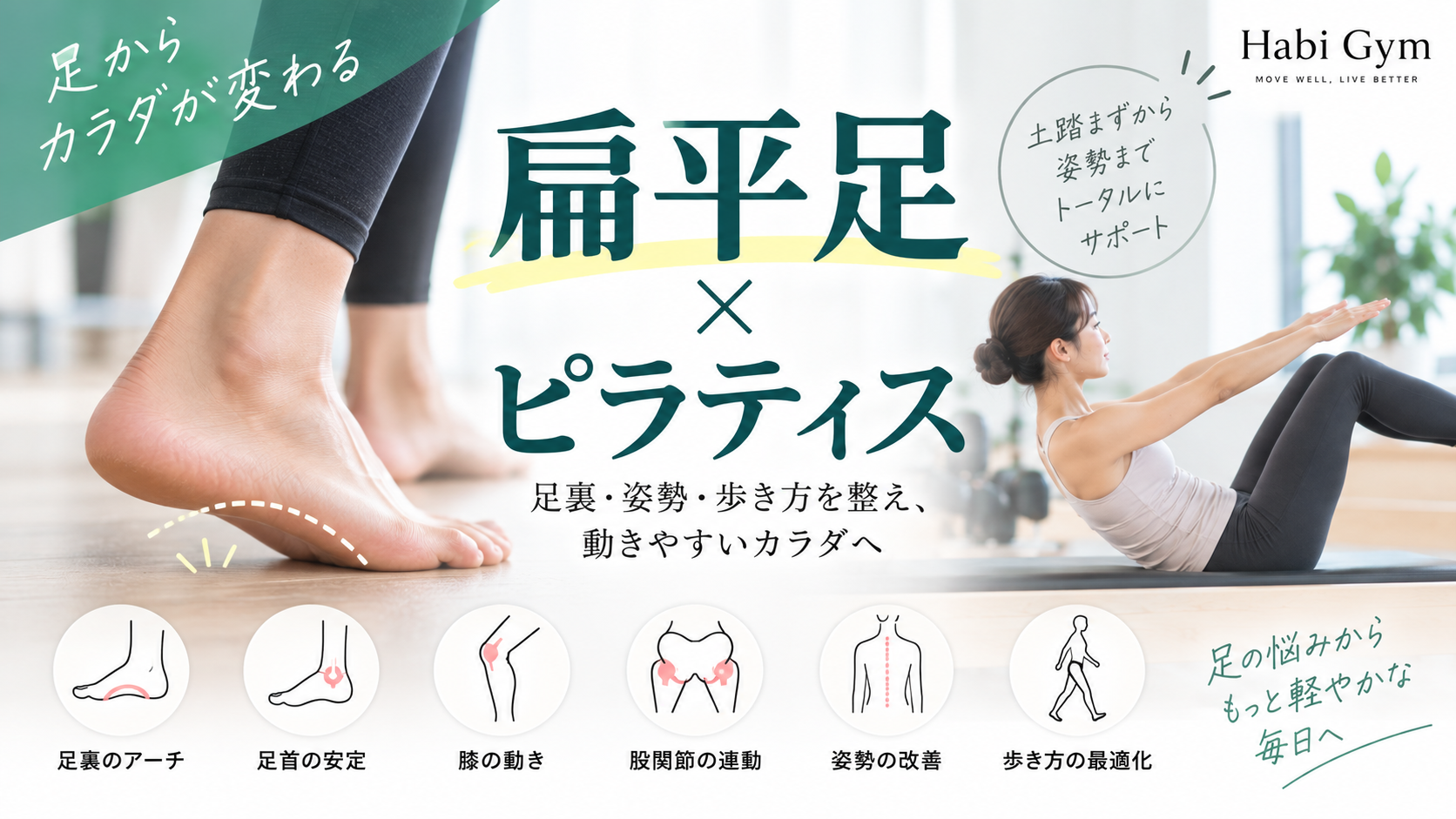 扁平足×ピラティス｜足裏アーチ・姿勢・歩き方を整えるトレーニング