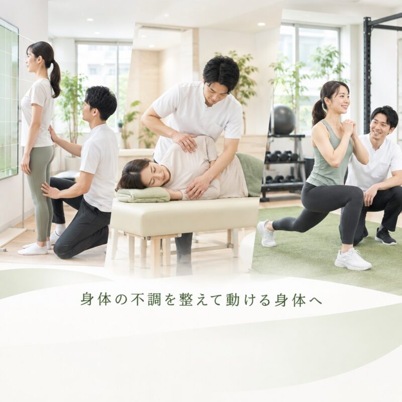 駒沢大学・三軒茶屋周辺で理学療法士が利用者の姿勢と動作を評価するHabiGymのイメージ
