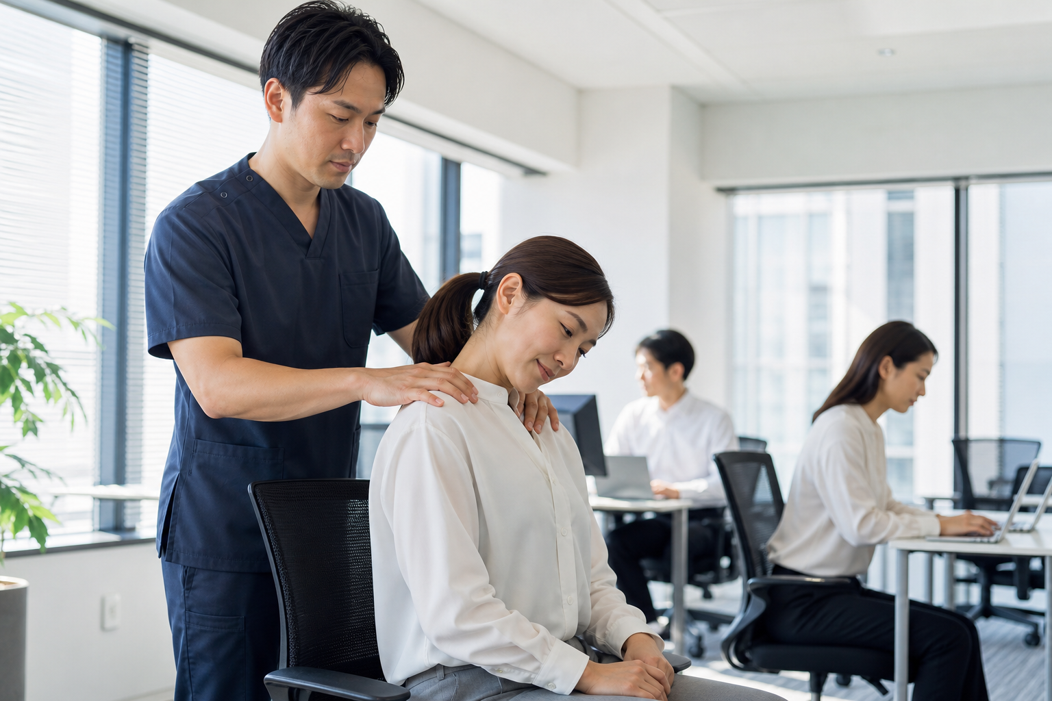従業員の腰痛肩こり対策に有効なオフィス整体紹介
